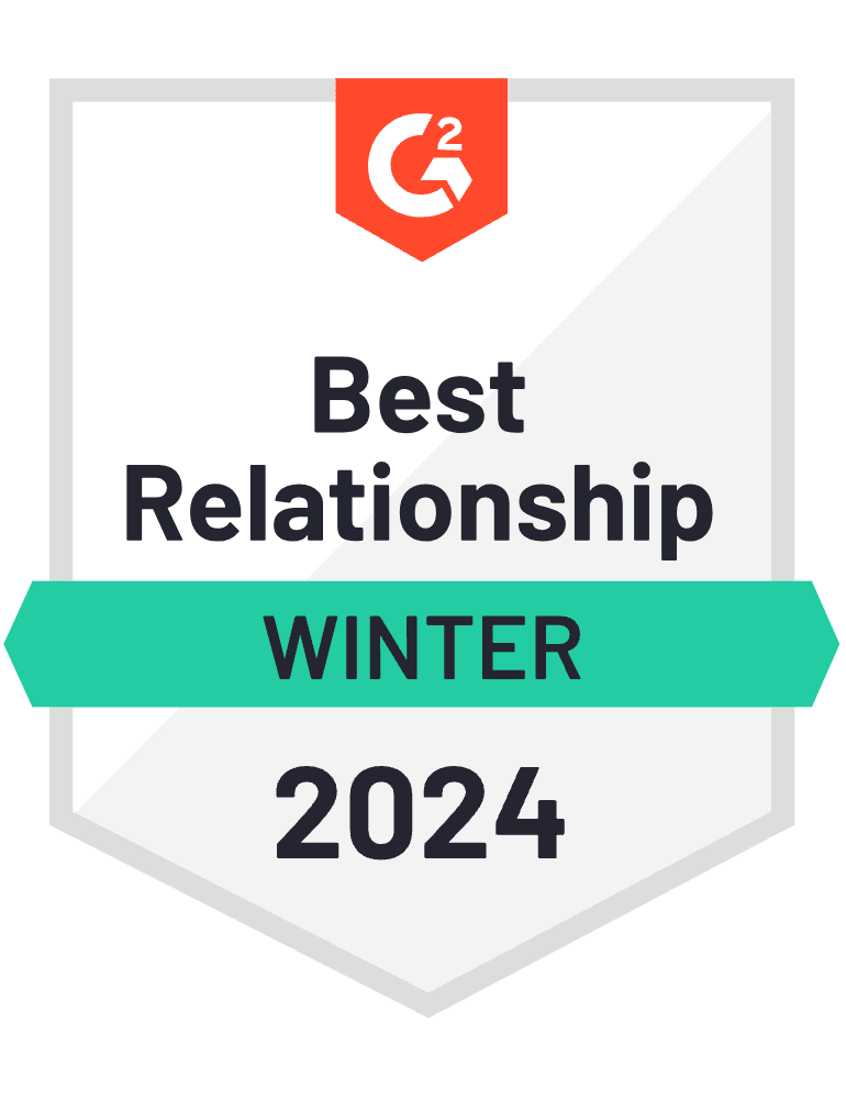 Best Relationship Winter 2024 G2 Badge